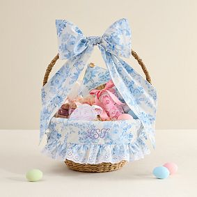 Open Box: LoveShackFancy Damask Easter Basket Liner & Bow - Blue