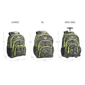 Gear-Up Dot Camo Gray Neon Rolling Backpack
