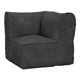 Open Box:  Prescott Sectional Corner, Textured Faux Suede Charcoal/Dark Gray