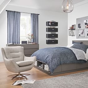 Bouclé Twill Gravel Lennon Lounge Chair