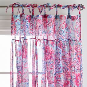 Lilly Pulitzer Isla De Coco Floral Tie Top Sheer Curtain