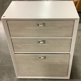 Open Box: Callum 3-Drawer Storage Cabinet (25") - Weathered White/Simply White