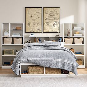 Stack Me Up Storage Bed, 2 Mixed Shelf, 2 Cubby Bookcase Tower Set