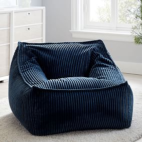 Large Chamois Midnight Blue Modern Bean Bag Lounger