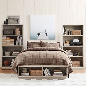 Stack Me Up Platform Storage Bed &amp; Cubby Bookcase Tower Set