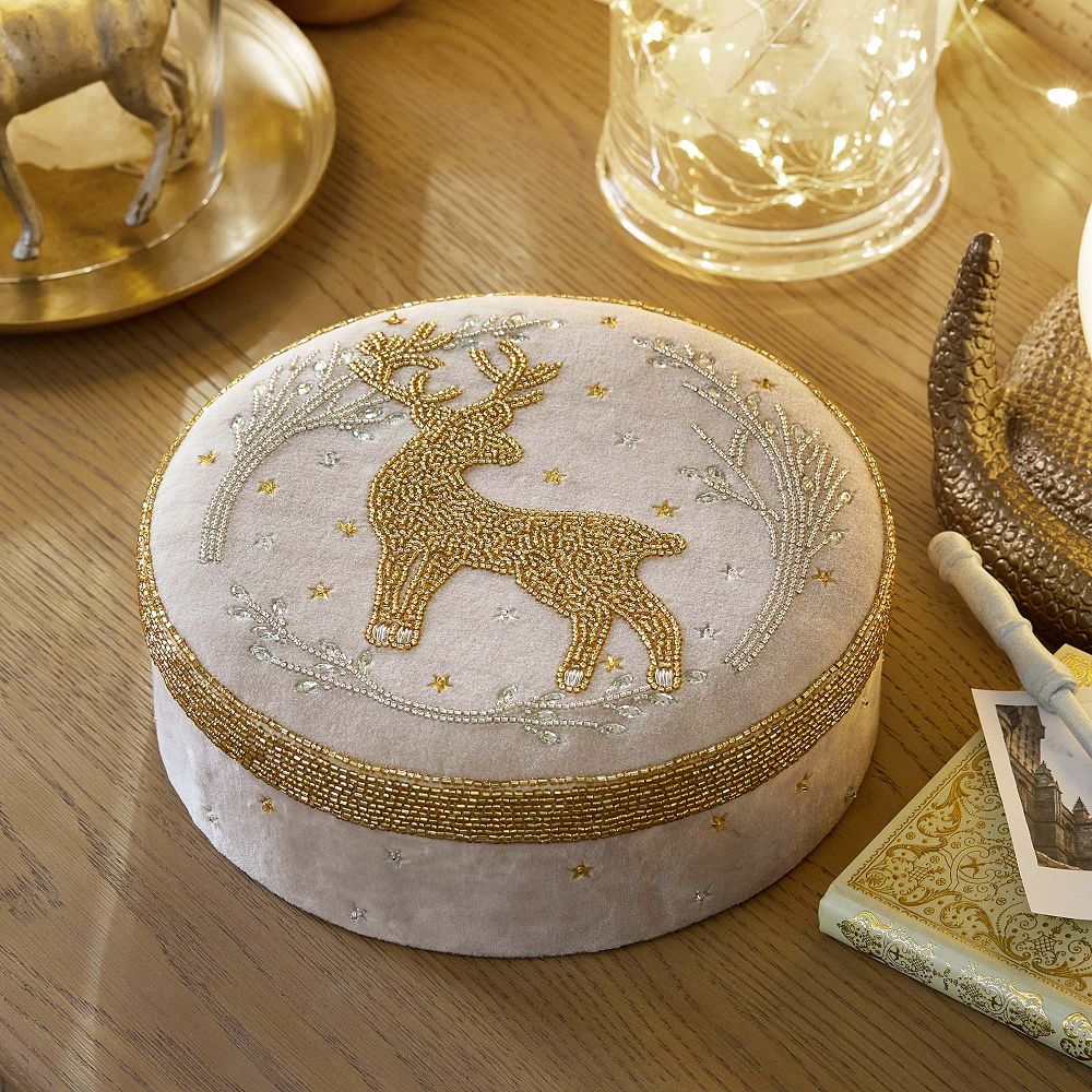Harry Potter Patronus Beaded Velvet Jewelry Box