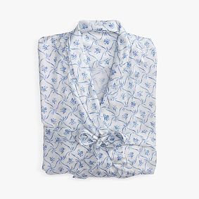Open Box: LoveShackFancy Floral Trellis Silky Robe, XX-Small/X-Small - Blue
