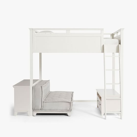 Hampton Full Loft Bed with Cushy Loveseat, Media & Bookcase Set