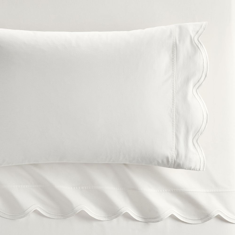 LoveShackFancy Embroidered Scallop Sheet Set - Queen, Ivory