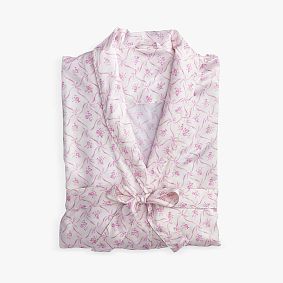Open Box: LoveShackFancy Floral Trellis Silky Robe, Small/Medium - Pink