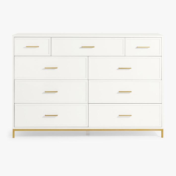 slim fit dress slacks Cream & Gold Base 9 Drawer Dresser 84 inch – SLATE CUSTOM main image 1