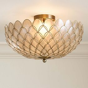 Gold Scallop Capiz Flush Mount (19")