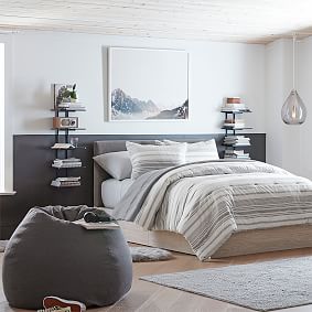 Large Classic Plain Weave Charcoal Beanbag Chair