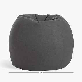 Large Classic Plain Weave Charcoal Beanbag Chair