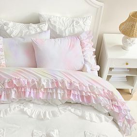 LoveShackFancy Bow Ruffle Tie-Dye Sheet Set