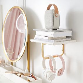 Metallic Trim Shelf with Clothing Bar
