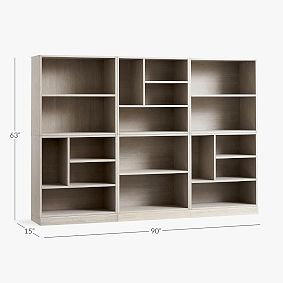 Stack Me Up Wall Bookcase with Triple Mixed Shelves (90")