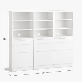 Bowen Triple Tall Bookcase with Drawers (63")
