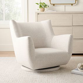 Eco Performance Textured Weave Oatmeal Lennon Low Swivel Chair