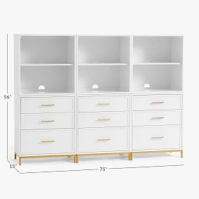 Blaire Triple Tall Bookcase with Drawers (75")