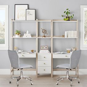 Highland Double Wall Desk &amp; Narrow Bookcase Set (82")