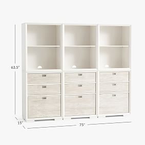 Callum Triple Tall Bookcase with Drawers (75")
