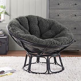 Jumbo Sherpa Charcoal Papasan Chair