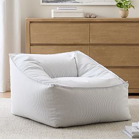 Large Oxford Stripe Chambray Modern Bean Bag Lounger