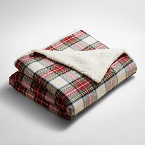Stewart Plaid Sherpa Back Throw