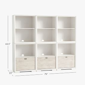 Callum Triple Mixed Shelf Tall Bookcase with Drawers (75")