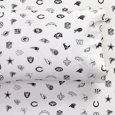 NFL Logo Sheet Set, Twin/Twin XL, Black/white