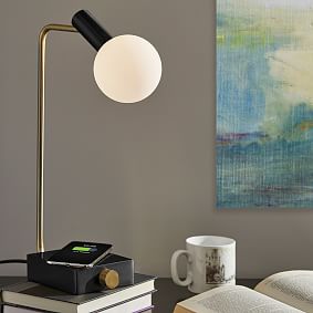 Modern Deco Wireless Charging &amp; USB Task Lamp (18")