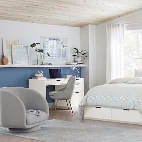 Chenille Washed Light Gray Reece Lounge Chair