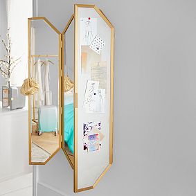 Monique Lhuillier Full Length Trifold Mirror with Pinboard