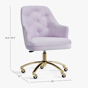 Lustre Velvet Lilac Tufted Task Swivel Desk Chair