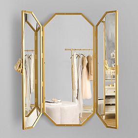 Monique Lhuillier Full Length Trifold Mirror with Pinboard