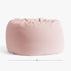 Large Chenille Plain Weave Washed Blush Bean Bag Chair