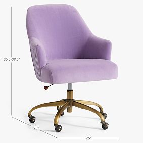 Performance Everyday Velvet Lilac Pleated Swivel Desk Chair