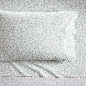 Hill House Home Clematis Scallop Floral Sheet Set