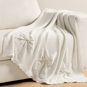LoveShackFancy Knit Bow Throw