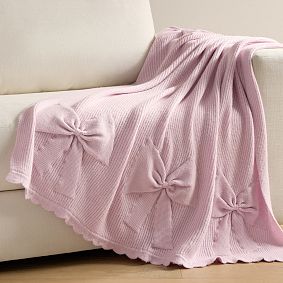 LoveShackFancy Knit Bow Throw