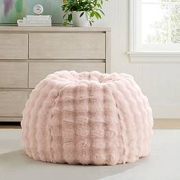 Large Marshmallow Faux Fur Pink Bean Bag Chair | Pottery Barn Teen