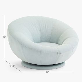 Chenille Washed Pool Groovy Swivel Chair