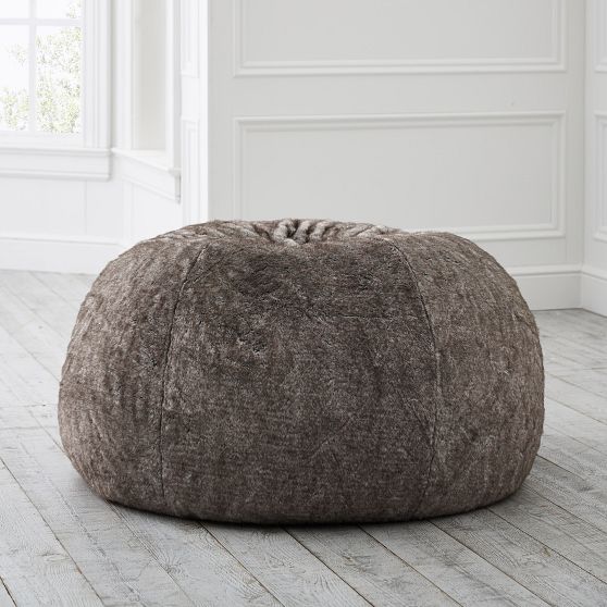 Large Tipped Faux Fur Bean Bag Chair