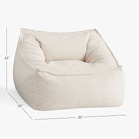 Large Tweed Ivory Modern Bean Bag Lounger