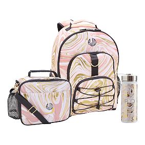 Gear-Up Marble Blush Gold  Backpack &amp; Cold Pack Lunch Bundle, Set of 3