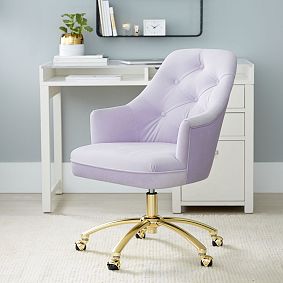 Lustre Velvet Lilac Tufted Task Swivel Desk Chair