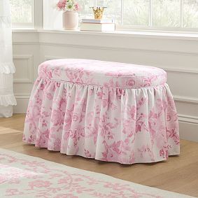 LoveShackFancy Skirted Oval Storage Bench (33.5")