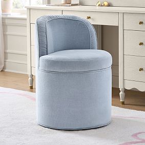 Piped Swivel Vanity Chair with Storage
