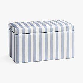 Cabana Stripe Chambray Rectangular Storage Bench (32")